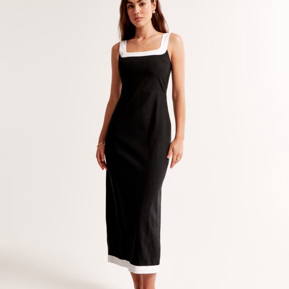 Abercrombie Column Linen Midi Dress